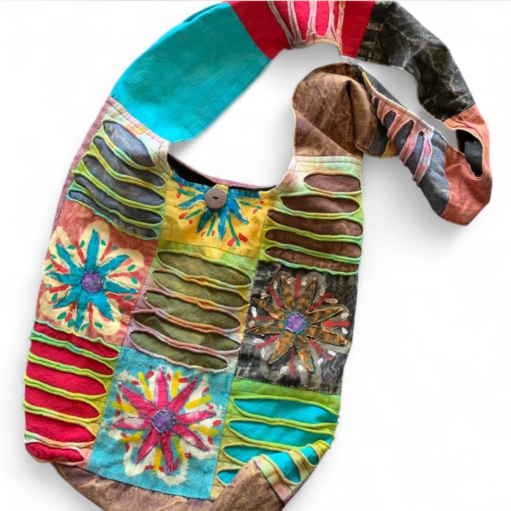 Colorful Patchwork Hand Painted Shoulder Bag! - image 2